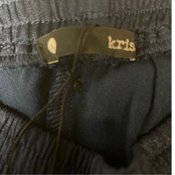 Revolve Krisa wide leg satiny blue pants pull on comfortable flowy pockets sz L - Picture 5 of 6